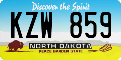 ND license plate KZW859