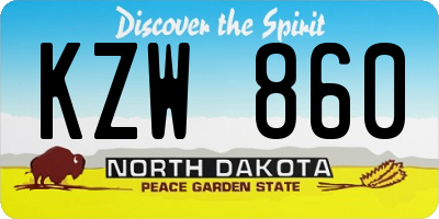 ND license plate KZW860