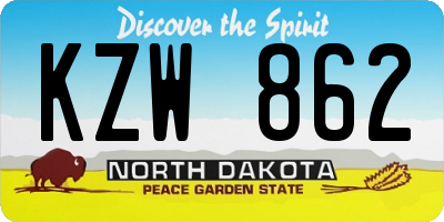 ND license plate KZW862