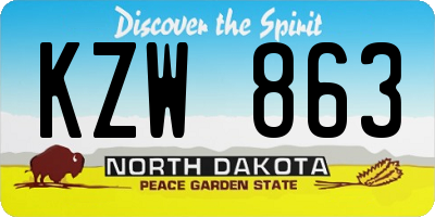 ND license plate KZW863