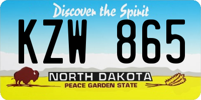 ND license plate KZW865