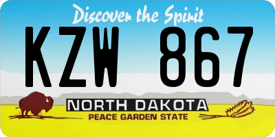 ND license plate KZW867