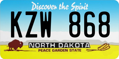 ND license plate KZW868