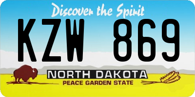 ND license plate KZW869