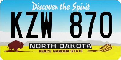 ND license plate KZW870