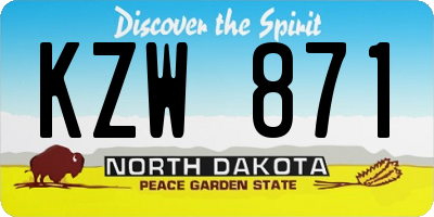 ND license plate KZW871