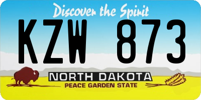 ND license plate KZW873