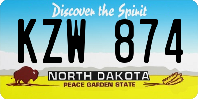 ND license plate KZW874