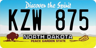 ND license plate KZW875