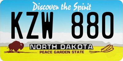 ND license plate KZW880