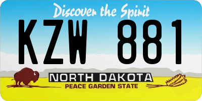 ND license plate KZW881