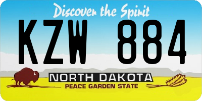 ND license plate KZW884