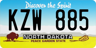 ND license plate KZW885