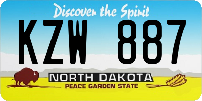 ND license plate KZW887