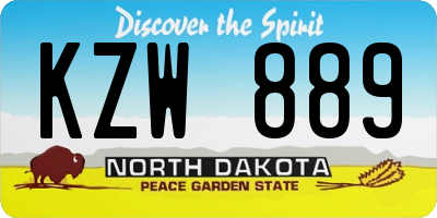 ND license plate KZW889