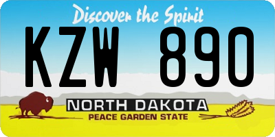 ND license plate KZW890