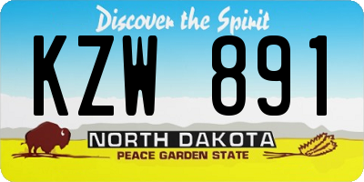 ND license plate KZW891