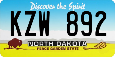 ND license plate KZW892