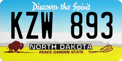 ND license plate KZW893