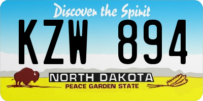 ND license plate KZW894