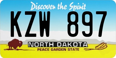 ND license plate KZW897