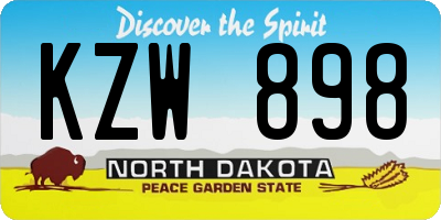 ND license plate KZW898