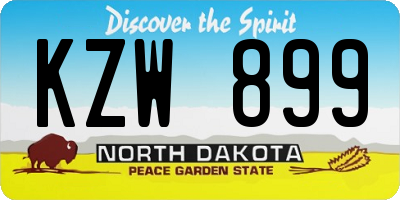 ND license plate KZW899