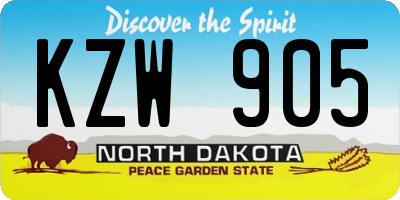 ND license plate KZW905