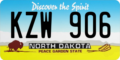 ND license plate KZW906