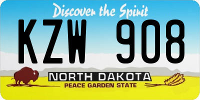 ND license plate KZW908