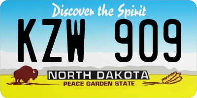 ND license plate KZW909