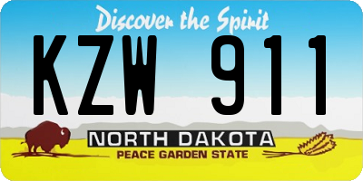 ND license plate KZW911