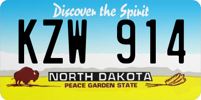 ND license plate KZW914