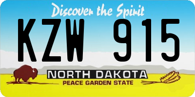 ND license plate KZW915