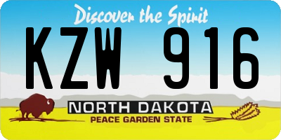 ND license plate KZW916