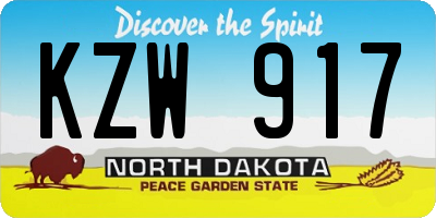 ND license plate KZW917