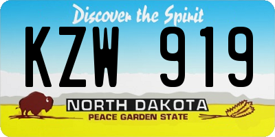 ND license plate KZW919