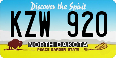 ND license plate KZW920