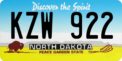 ND license plate KZW922