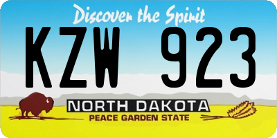 ND license plate KZW923