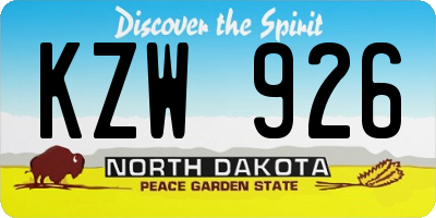 ND license plate KZW926