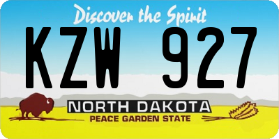 ND license plate KZW927