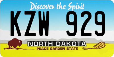 ND license plate KZW929