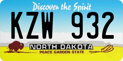 ND license plate KZW932