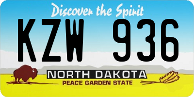 ND license plate KZW936