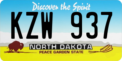 ND license plate KZW937