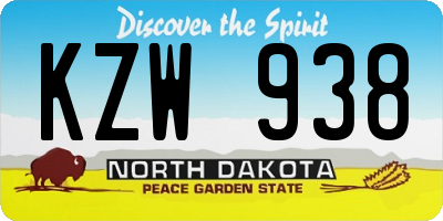 ND license plate KZW938