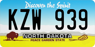 ND license plate KZW939