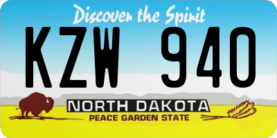 ND license plate KZW940