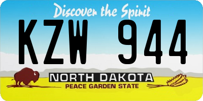 ND license plate KZW944